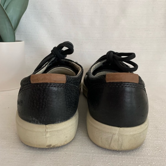 ECCO Soft7 Black Perforated Leather Lace Up Extra Width Sneakers Men’s EU45 US11 - Picture 11 of 14